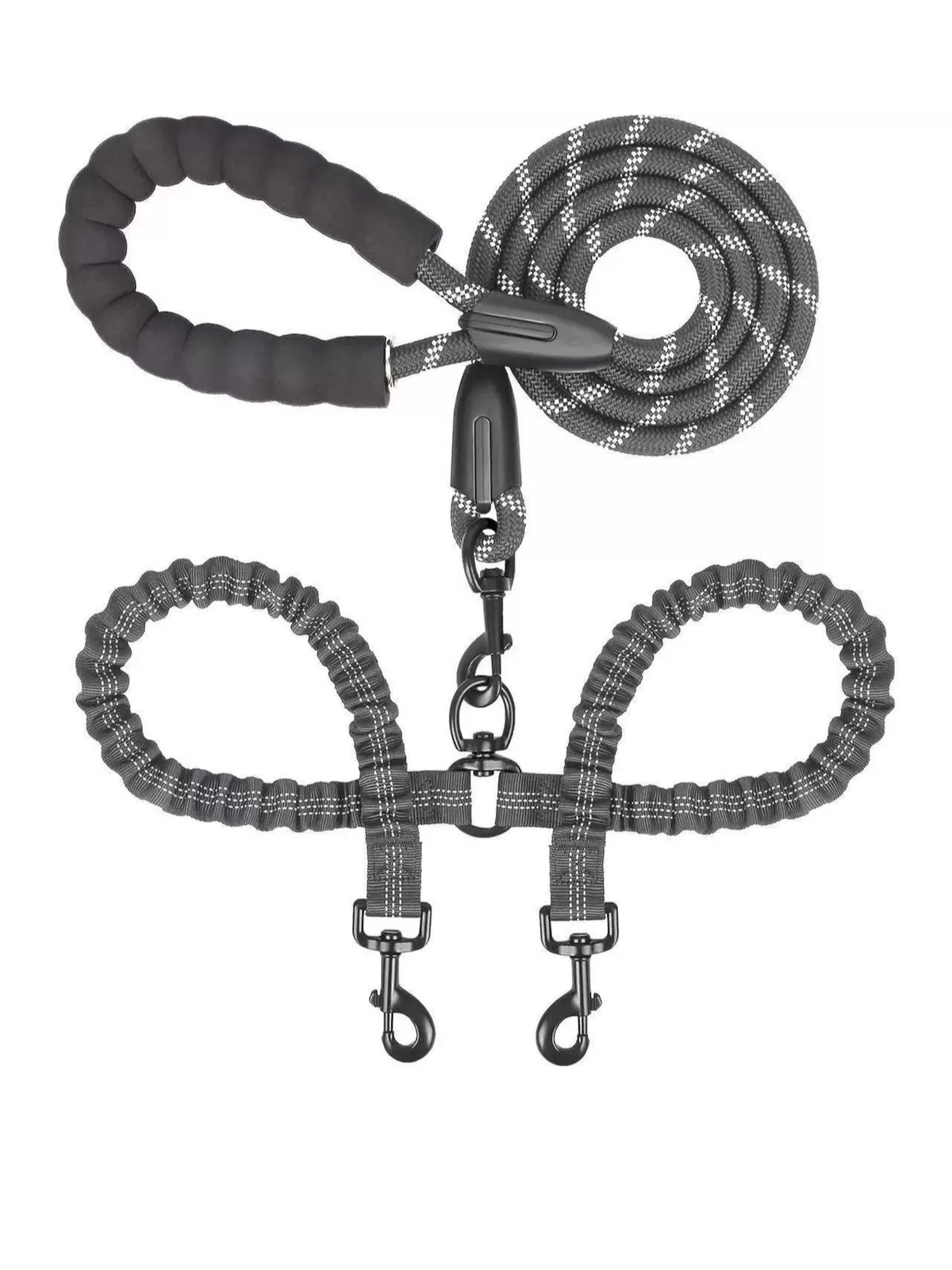No Tangle Dual Leash – Black