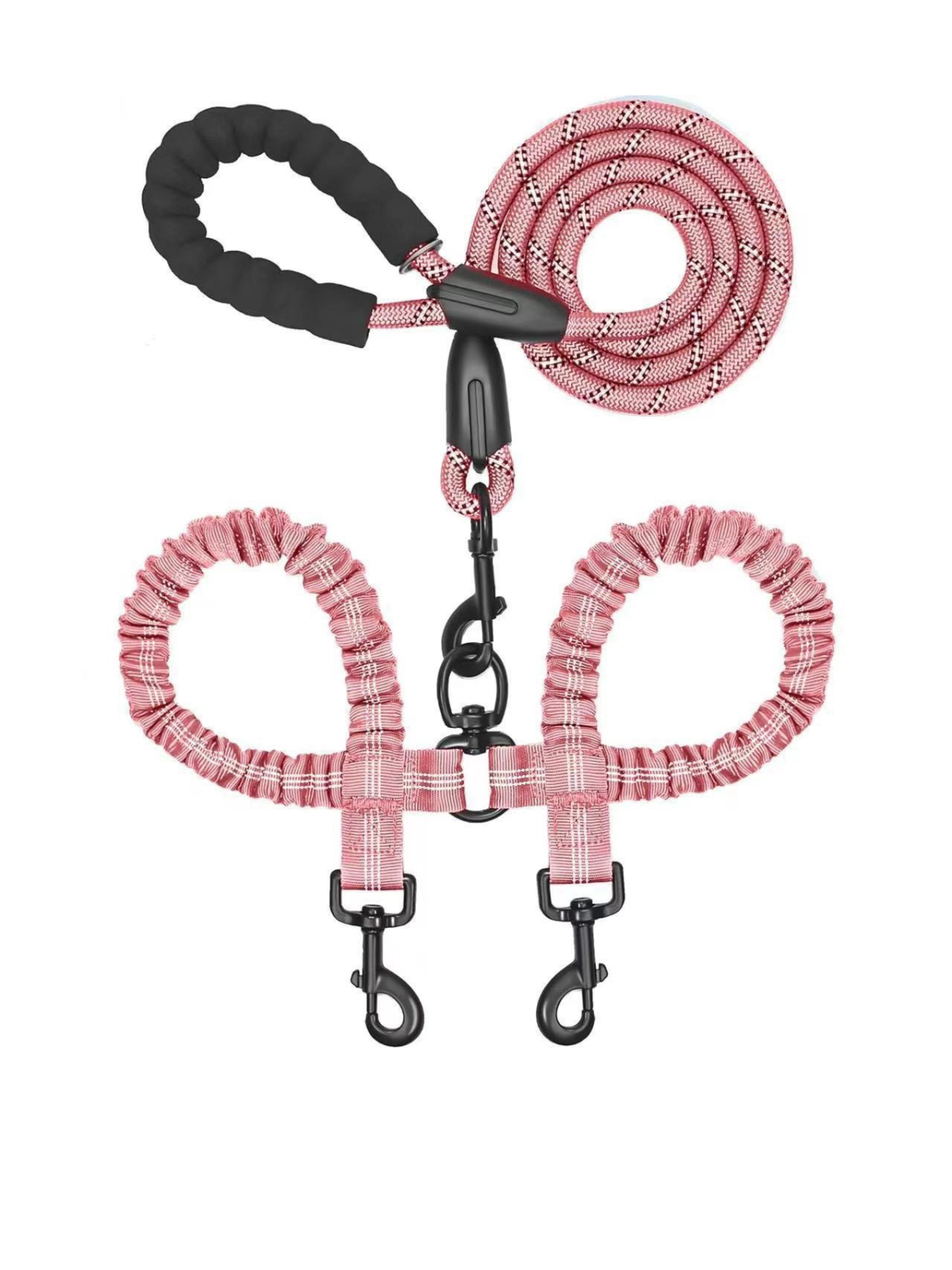 No Tangle Dual Leash – Pink