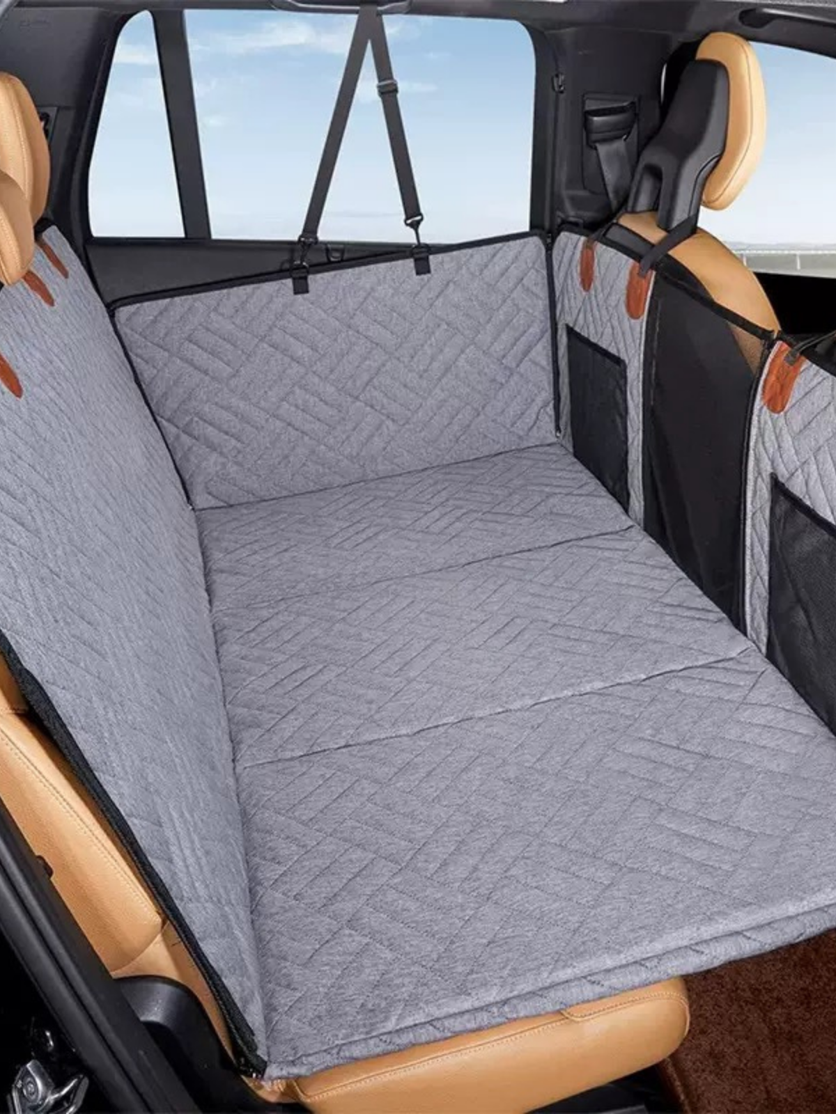 Back Seat Dog Travel Bed(Car Safety Hammock) - Grey